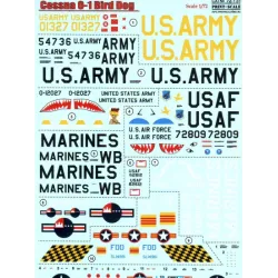 DECAL 1/72 FOR CESSNA O-1 BIRD DOG 1/72 PRINT SCALE 72-131