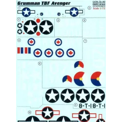 DECAL 1/72 FOR GRUMMAN TBF AVENGER 1/72 PRINT SCALE 72-140