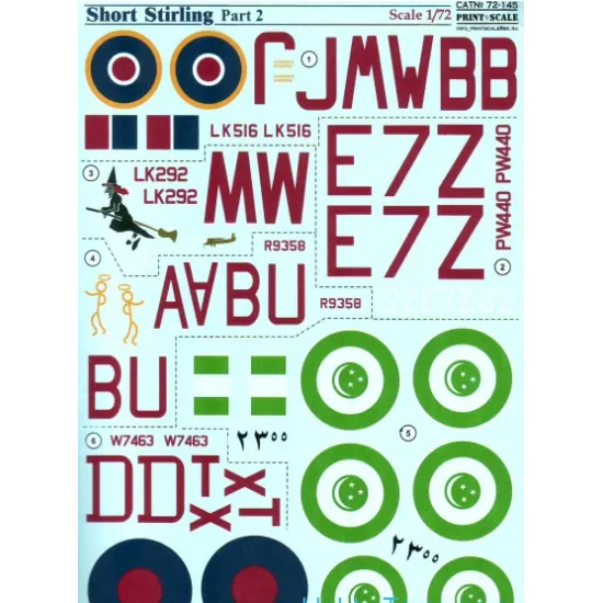 DECAL 1/72 FOR SHORT STIRLING, PART 2 1/72 PRINT SCALE 72-145