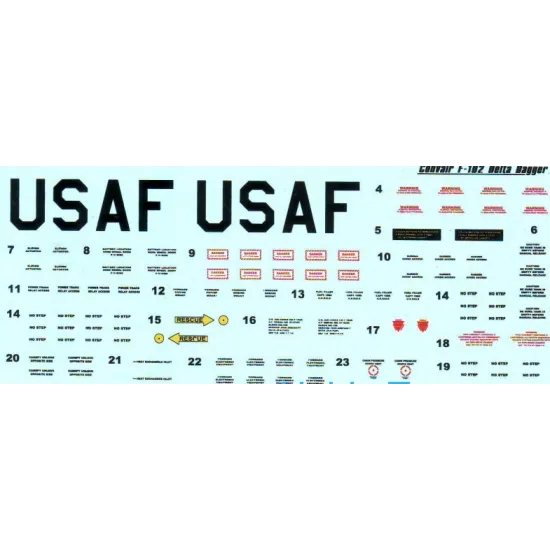DECAL 1/72 FOR CONVAIR F-102 DELTA DAGGER, PART 1 1/72 PRINT SCALE 72-147