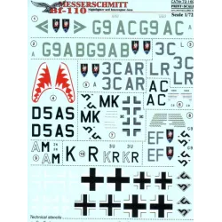 DECAL 1/72 FOR MESSERSCHMITT BF.110 NIGHT FIGHTER INTERCEPTOR ACES 1/72 PRINT SCALE 72-169