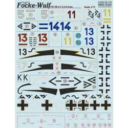 DECAL FOR FOCKE-WULF FW-190 A7/A8 ACES 1/72 PRINT SCALE 72-174