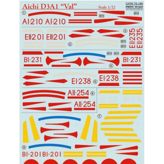DECAL FOR AICHI D3A1 VAL 1/72 PRINT SCALE 72-180