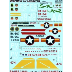 DECAL FOR B-57 CANBERRA, PART 1 1/72 PRINT SCALE 72-193