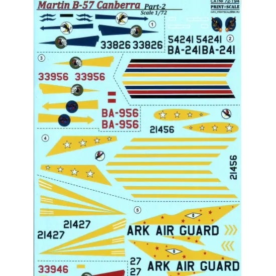 DECAL FOR B-57 CANBERRA, PART 2 1/72 PRINT SCALE 72-194