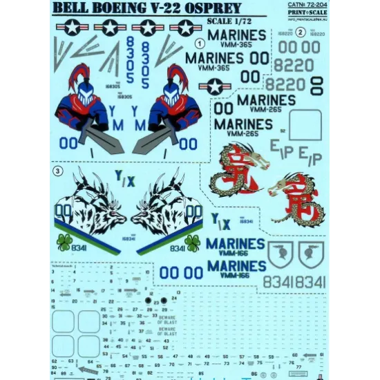 DECAL FOR BELL BOEING V-22 OSPREY 1/72 PRINT SCALE 72-204
