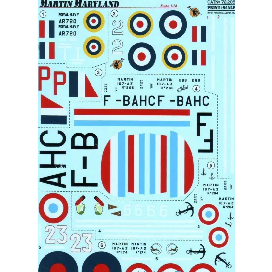 DECAL FOR MARTIN MARYLAND 1/72 PRINT SCALE 72-205