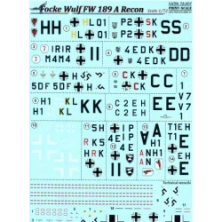 DECAL FOR FOCKE WULF FW-189 A RECON 1/72 PRINT SCALE 72-207