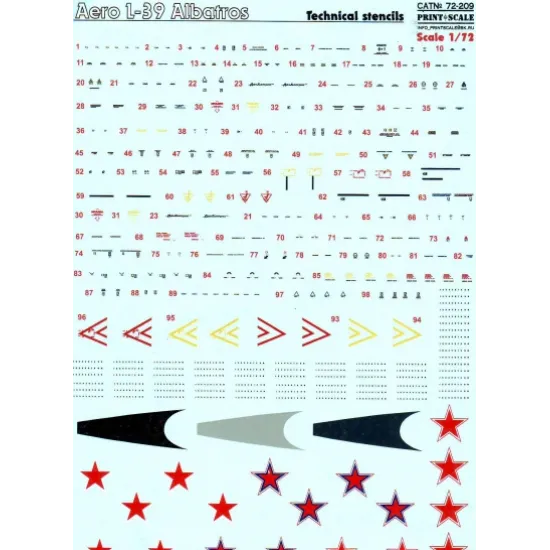 DECAL FOR AERO L-39 ALBATROS TECHNICAL CTENCILS 1/72 PRINT SCALE 72-209