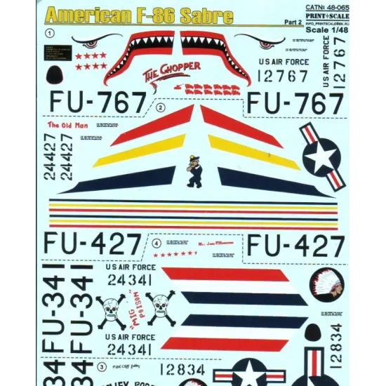 DECAL FOR F-86E SABRE, PART 2 1/48 PRINT SCALE 48-065