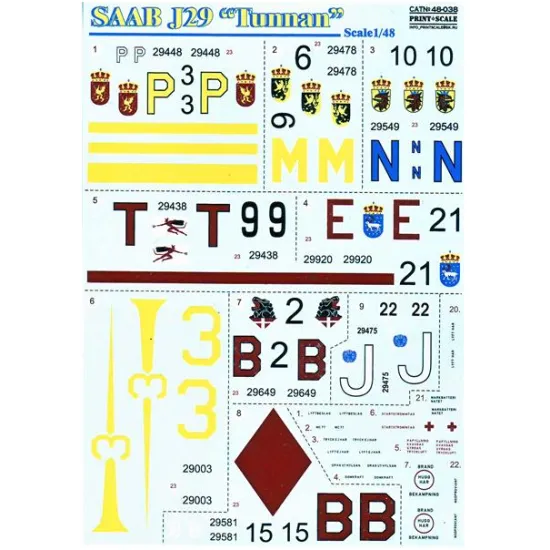 DECAL FOR SAAB J29 TUNNAN 1/48 PRINT SCALE 48-038