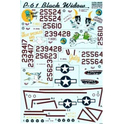 DECAL FOR P-61 BLACK WIDOW PART 2 1/48 PRINT SCALE 48-035