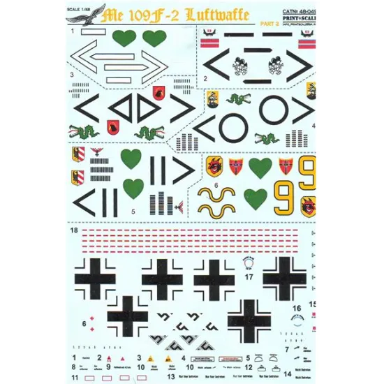 DECAL FOR ME 109 F2 PART 2 1/48 PRINT SCALE 48-049