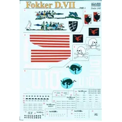 DECAL FOR JET FIGHTER FOKKER D VII PART 1, 4 SHEETS 1/48 PRINT SCALE 48-025