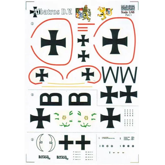 DECAL FOR ALBATROS D.V, PART 1 1/48 PRINT SCALE 48-022