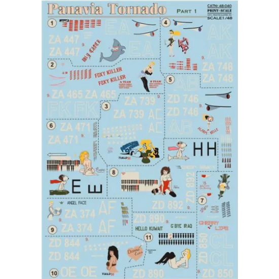 DECAL FOR PANAVIA TORNADO PART 1 1/48 PRINT SCALE 48-040