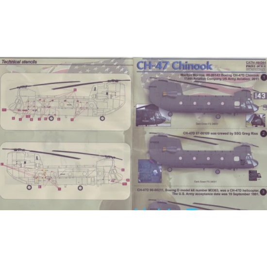 DECAL FOR CH-47 CHINOOK PART 2 1/48 PRINT SCALE 48-044