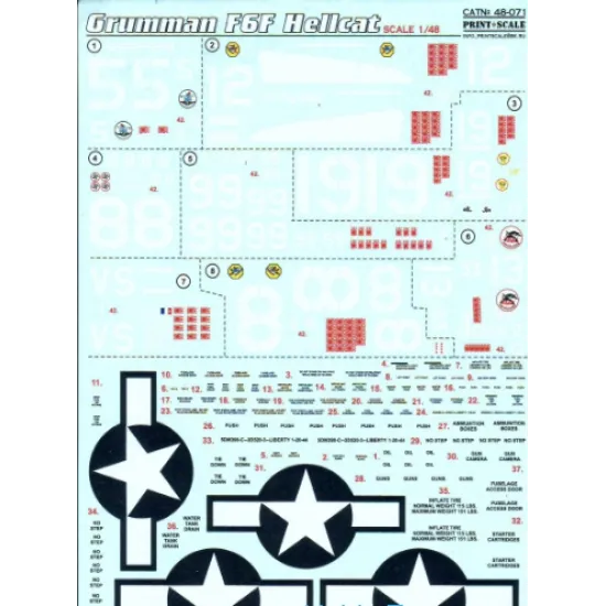 DECAL FOR F6F HELLCAT 1/48 PRINT SCALE 48-071