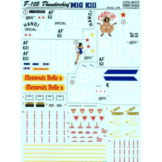 DECAL FOR F-105 THUNDERCHIEF, PART 1 1/48 PRINT SCALE 48-070