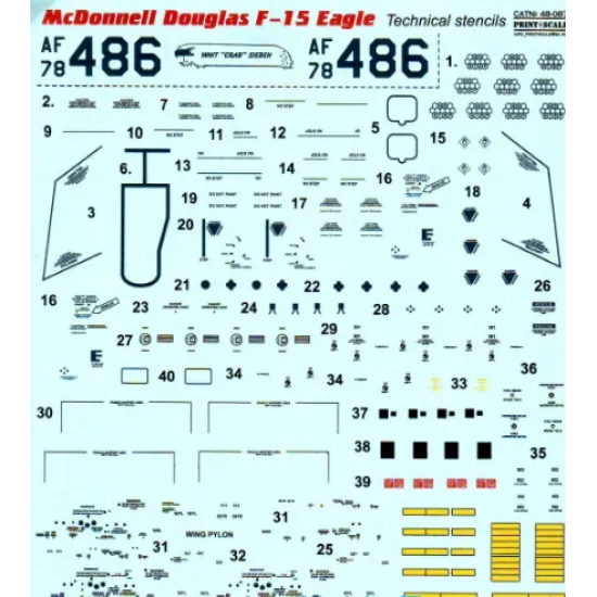 DECAL FOR MCDONNELL DOUGLAS F-15 EAGLE 1/48 PRINT SCALE 48-087