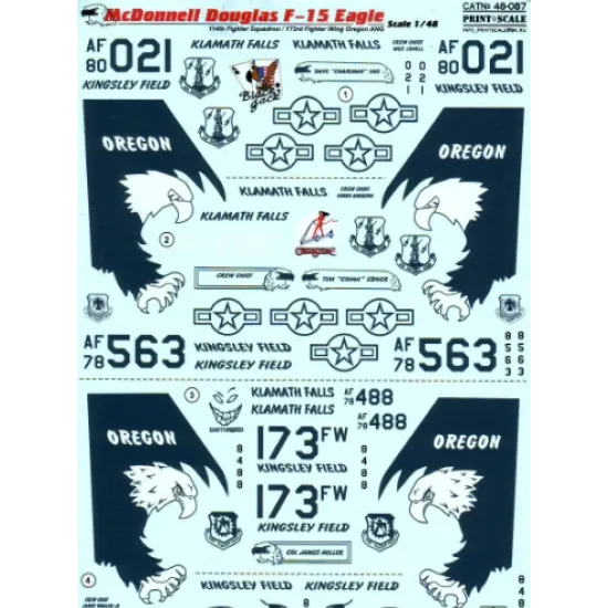DECAL FOR MCDONNELL DOUGLAS F-15 EAGLE 1/48 PRINT SCALE 48-087