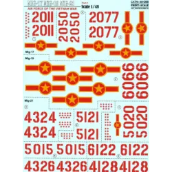 DECAL FOR NORTH VIETNAMESE MIGS (MIG 17,MIG 19,MIG 21) OF THE VIETNAM WAR, PART 1 1/48 PRINT SCALE 48-088