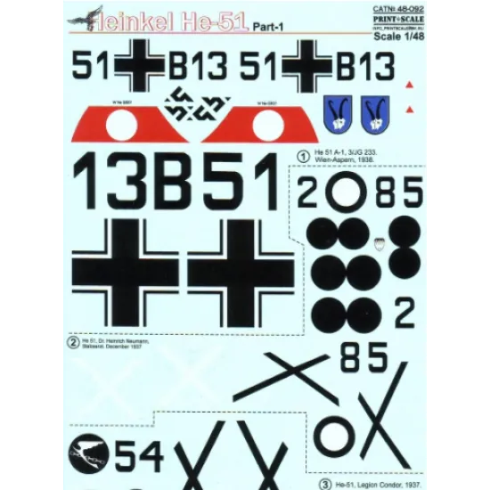 DECAL FOR HEINKEL NE-51, PART 1 1/48 PRINT SCALE 48-092