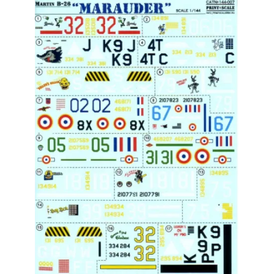 DECAL FOR B-26 MARAUDER 1/144 PRINT SCALE 144-007