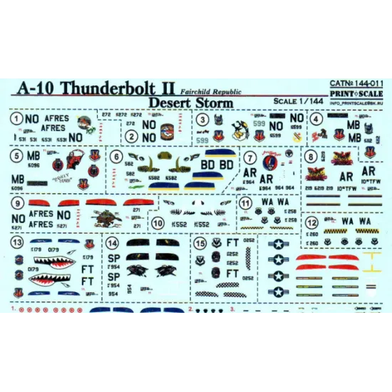 DECAL FOR A-10 THUNDERBOLT II 1/144 PRINT SCALE 144-011