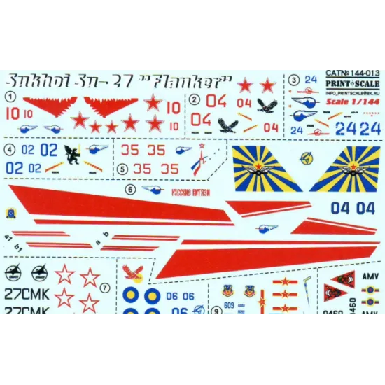 DECAL FOR SUKHOI SU-27 1/144 PRINT SCALE 144-013