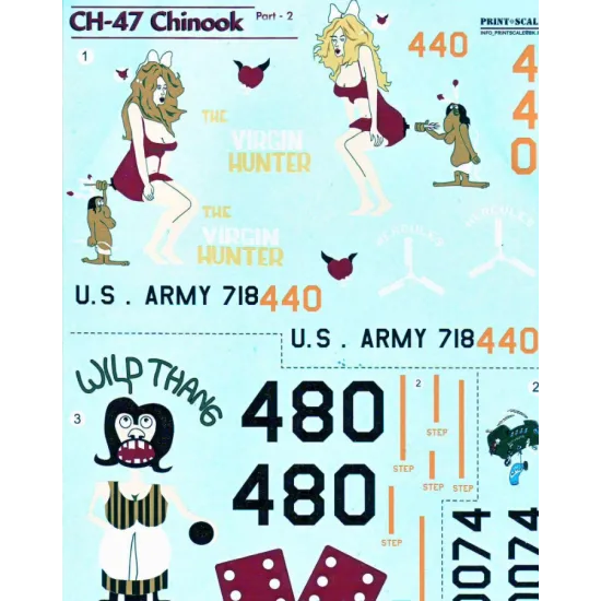 DECAL FOR HELICOPTER CH-47 CHINOOK PART 2 1/32 PRINT SCALE 32-008