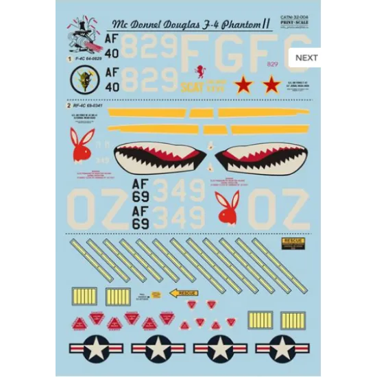DECAL 1/32 FOR F-4 PHANTOM II IN VIET NAM WAR, PART 1 1/32 PRINT SCALE 32-004
