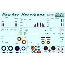 DECAL FOR HURRICANE MK.I ACES. THE BATTLE OF BRITAIN 1/144 PRINT SCALE 144-016