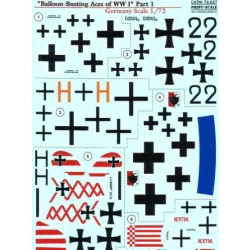 DECAL FOR BALLOON-BUSTING ACES OF WWI, PART 1 - GERMANY 1/72 PRINT SCALE 72-227