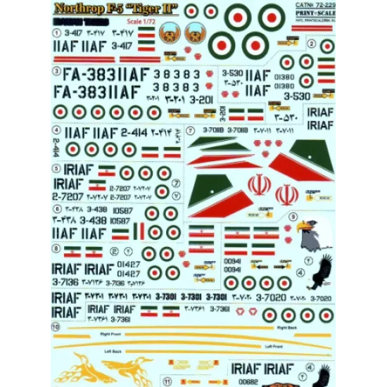 DECAL FOR NORTHROP F-5 TIGER II 1/72 PRINT SCALE 72-229