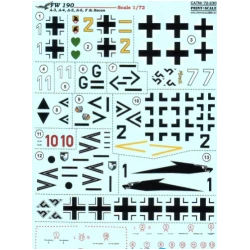 DECAL FOR FW 190 A-3, A-4, A-5, A-6, F RECON 1/72 PRINT SCALE 72-230