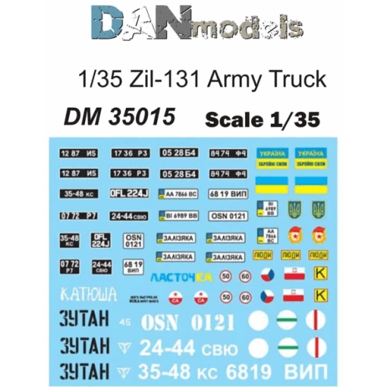 DECALS FOR ZIL-131 ARMY TRUCK 1/35 Dan Models 35015