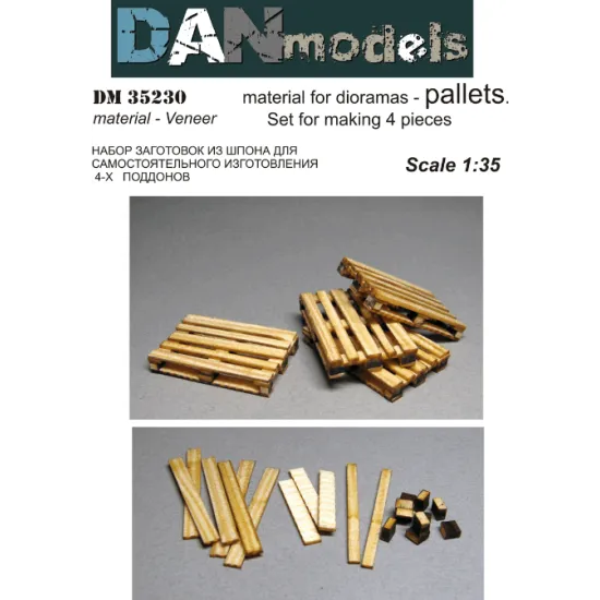 MATERIAL FOR DIORAMAS. PALLETS. SET FOR MAKING 4 PIECES. VENEER 1/35 DAN MODELS 35230