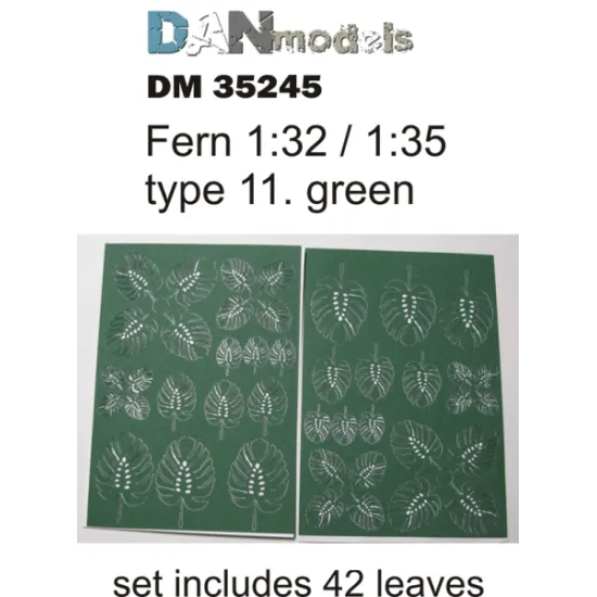 MATERIAL FOR DIORAMAS. FERN LEAVES TYPE 11, GREEN 1/35 DAN MODELS 35245
