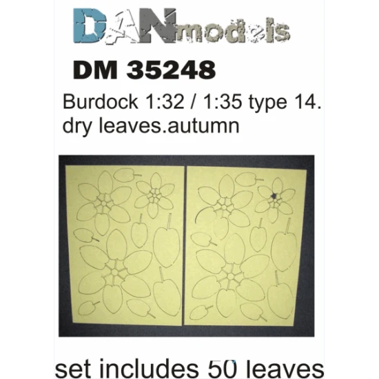 MATERIAL FOR DIORAMAS. BURDOCK LEAVES (DRY LEAVES. AUTUMN) TYPE 14, YELLOW 1/35 DAN MODELS 35248