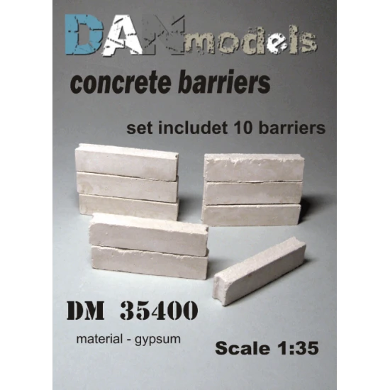 MATERIAL FOR DIORAMAS. CONCRETE BARRIERS 1/35 DAN MODELS 35400