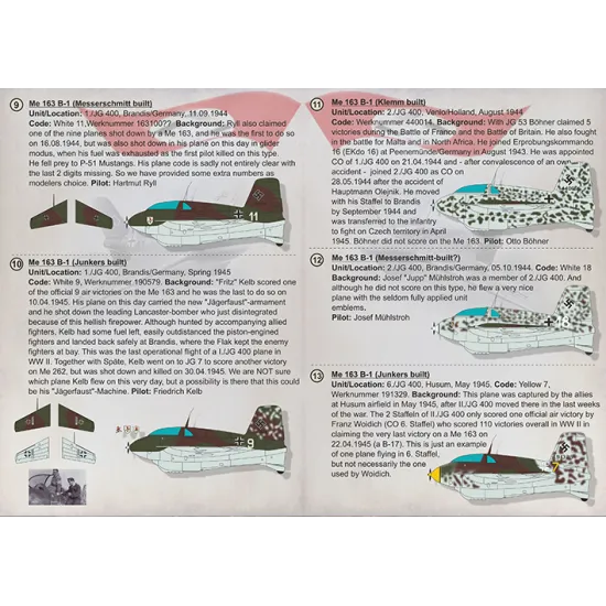 DECAL 1/72 FOR MESSERSCHMITT ME.163 KOMET PRINT SCALE 72-303